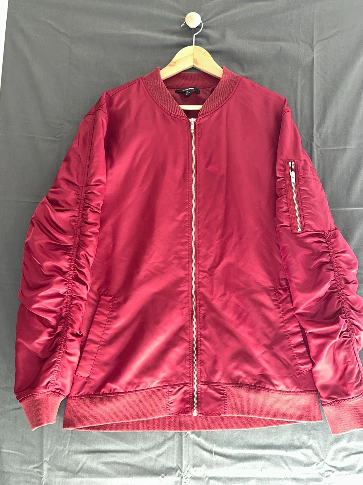 Jackson Red Bomber Jacket Men's XL Full Zip Flight Jacket Quilted Lining