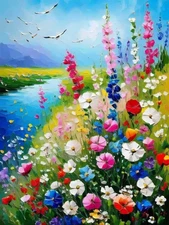 Wild Flowers Paint by Numbers Kits for Adults, Floral Paint by Number Beginners,