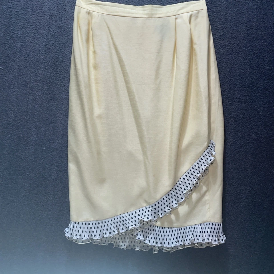 PEERESS Collection Butter Yellow 2 PC.FORMAL SKIRT SUIT 16 W Polka Dot Ruffles - Image 3 of 4