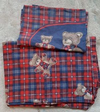 TARTAN TEDDY BEAR Single DUVET SET Vintage Cover & Pillow Case 