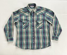Vintage Dakota Five Brother Flannel Plaid Pearl Snap Button Shirt XL Made in USA