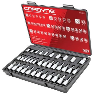 36-Piece Hex (Allen) Torx Bit Socket and E-Torx Set, SAE and Metric, S2 Steel...