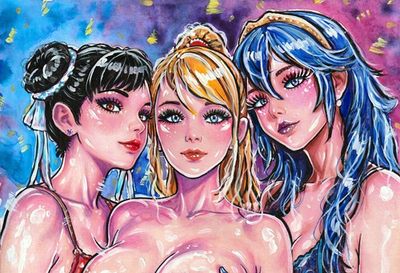 #ad #ad Original Painting A4 Chun Li Samus Aran Lucina Game Crossover FanArt Anime Girls $179.00