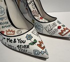 DOLCE & GABBANA White Leather Lori Graffiti Doodle Print Pumps Shoes Bag Sz 39.5 — photo 3