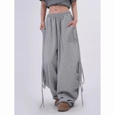 Women Wide Leg Stripe Pants Vintage Grunge Loose Casual Straight Trousers