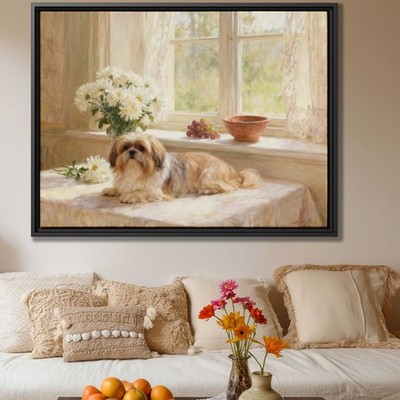 Oil Painting Shih Tzu Dog Canvas Wall Art Living Room Decor Pet Lovers Artwork