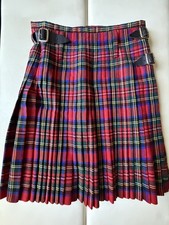 Strathmore Vintage Scottish 100 Wool tartan Pleated Kilt Skirt Heavy Wool