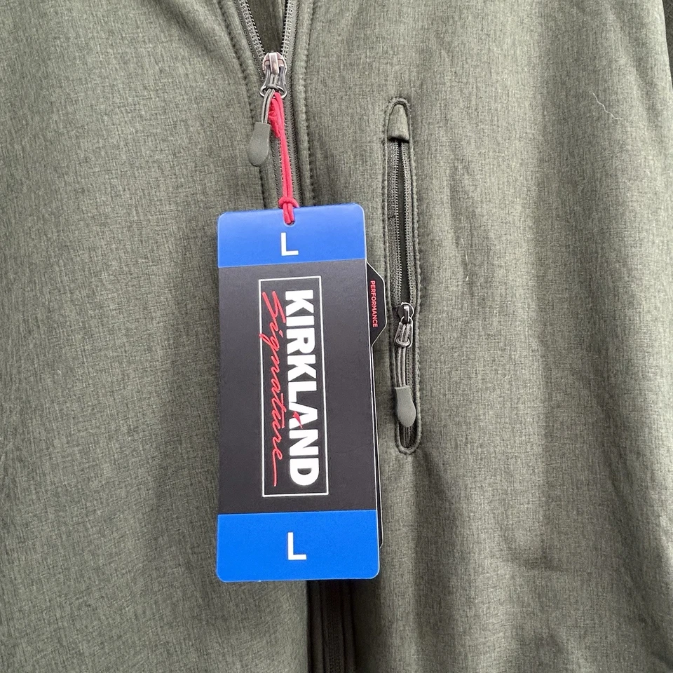 NWT Kirkland Signature Men's Large Army Green softshell lined Fleece stretch - Image 4 of 4