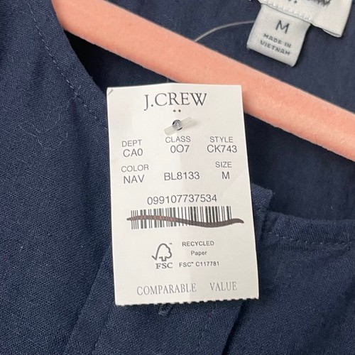 J.Crew Top Womens Medium Blue Linen Cotton Tank Button Up Minimalist Preppy - Picture 9 of 10