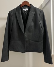 NWOT Calvin Klein Suit Blazer Jacket Women's Size 10 Gray Stretch Hook Closure