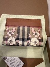 Burberry Sandon Floral Check Leather Card Holder 8067160 NEW Box Dust Bag