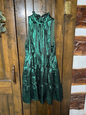 NWT Impressions Boutique Emerald Green tiered dress Small
