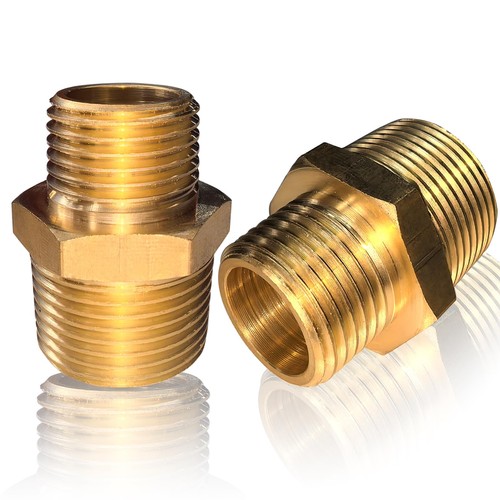 Luventuia 2pcs 3/4" NPT x 1/2" Brass Nipple, 3/4"x male,2pcs,