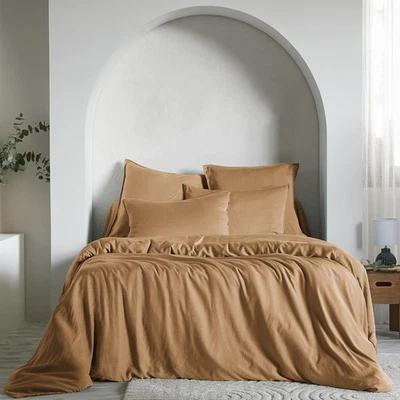 Housse de couette 240x220 cm Lyocell uni LYSANDRE Camel - Photo 1/4