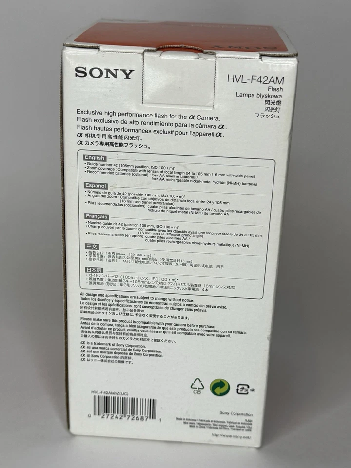 Flash compacto de montaje en zapata externa Sony HVL-F42AM para cámaras Sony serie Alpha Foto 2 de 4