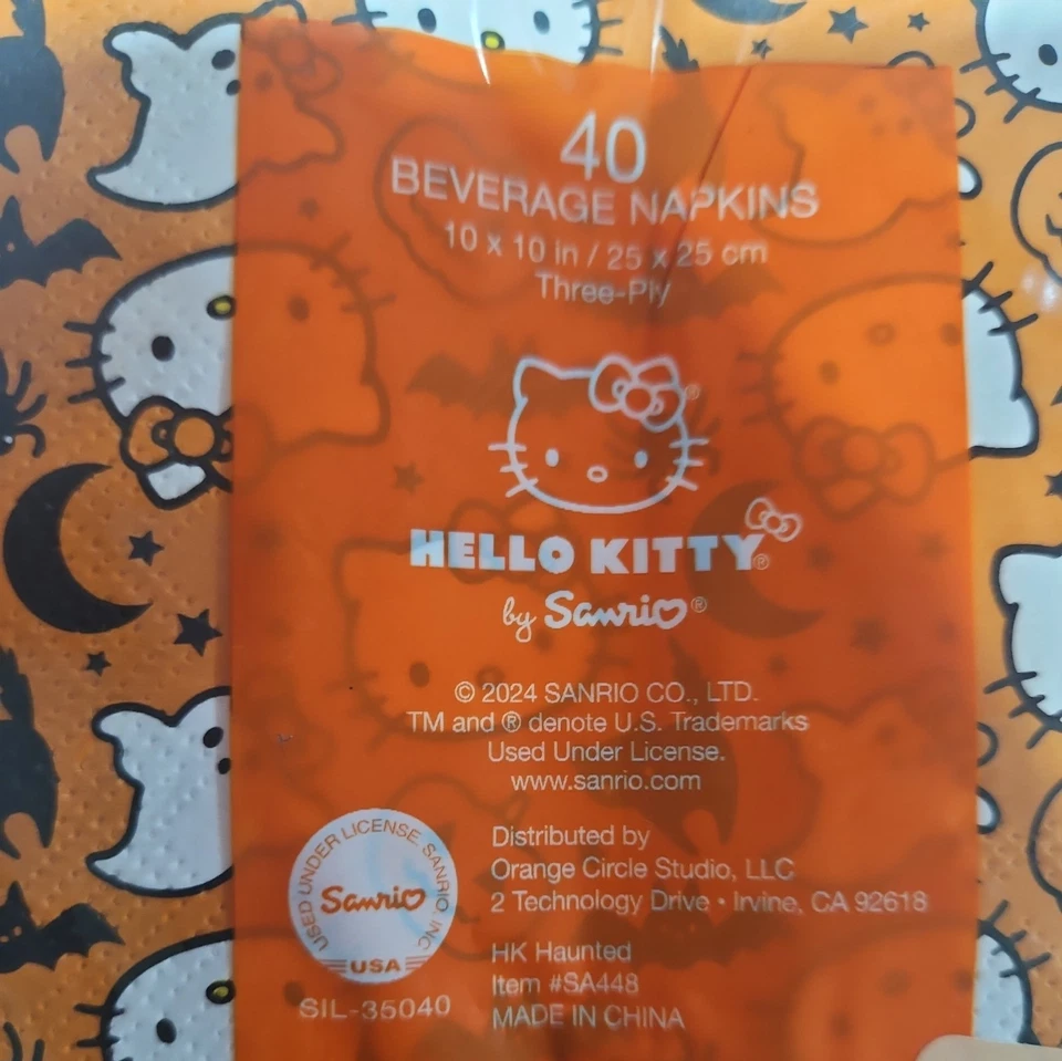 Sanrio Hello Kitty Halloween Papel Bebidas Servilletas Fiesta Paquete de 40 10"x10" 3 Capas Foto 4 de 4