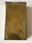 Tobacciana Brass Cigarette Flip Case Etched “Eve” in the Garden 4 X 2 X 1 in.