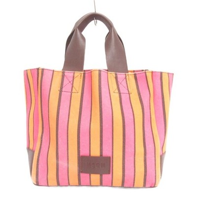 MSGM MSGM Tote Bag anvas Striped Pink Orange Bag Ladies