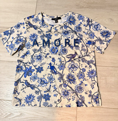 Weekend Max Mara M Floral ''AMORE'' Embroidered Crew Neck Short Sleeve Tee