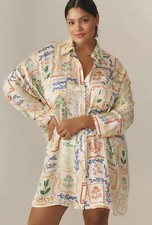 Anthropologie Corey Lynn Calter Long-Sleeve Printed Mini Shirt Dress Size S NWT