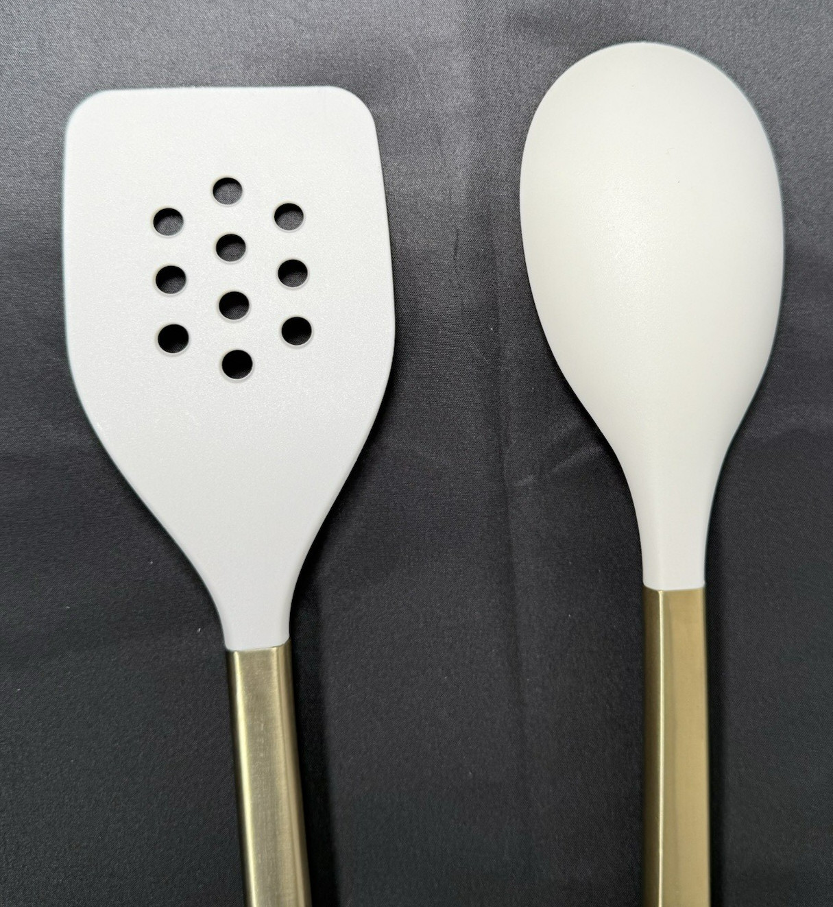 Figmint Silicone Kitchen Utensil Set Compact Champagne 2pc Steel/Nylon Utensils