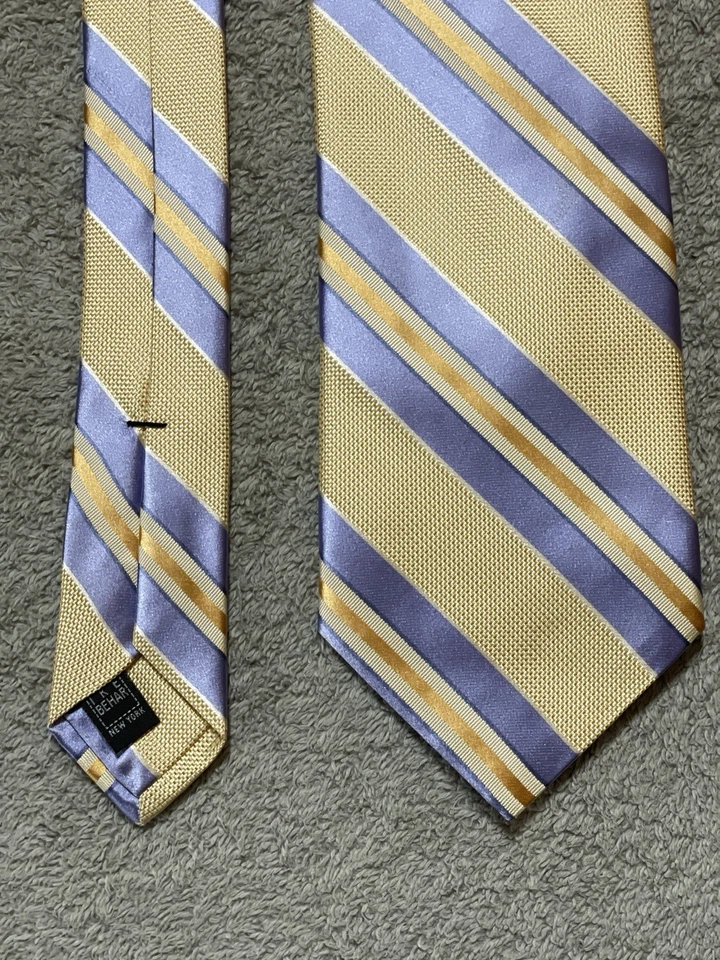 Corbata para hombre IKE BEHAR dorada, amarilla, azul/rayas de seda Foto 4 de 4