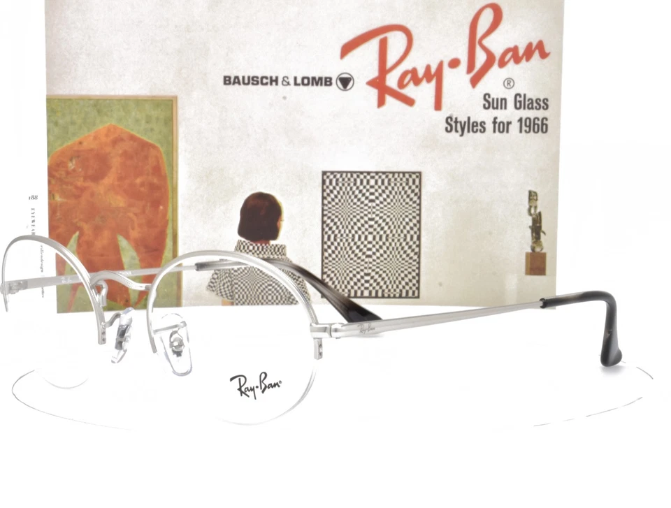 Ray-Ban Eyeglasses Satin Silver Half Rim Round Oval 52-22-145 6547 2538 - Image 2 of 4