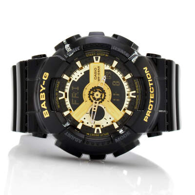 CASIO Baby-G ba-110　ジーショック　ブラック×ゴールド BA110-1A | Women's BABY-G Black Analog Digital Watch | CASIO