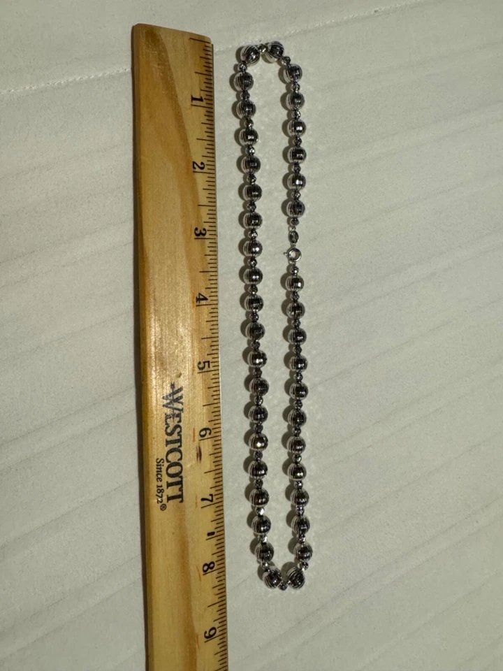 Collar de plata 925 con cuentas de oro blanco de 18k relleno 17 pulgadas  Foto 3 de 4