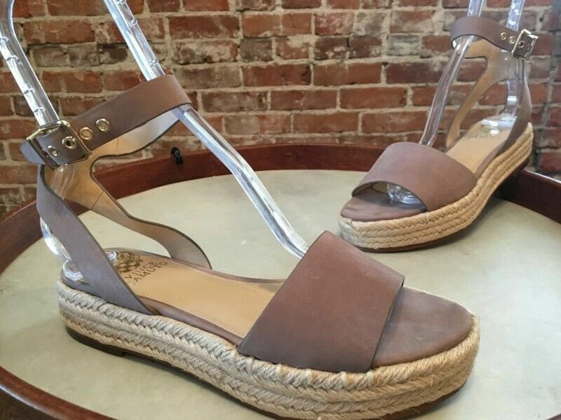 Vince Camuto Taupe Mink Leather Ankle Strap Kathalia Espadrille Sandals Size 10