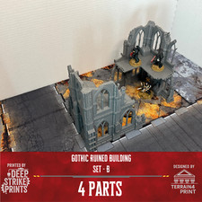 Gothic Ruined Tower B x2 Terrain Scenery Tabletop/Warhammer 40k