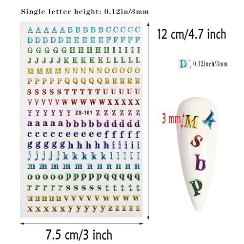 8 Sheets 3mm Alphabet Stickers Mini Capital Lowercase Letter Stickers - Picture 3 of 7