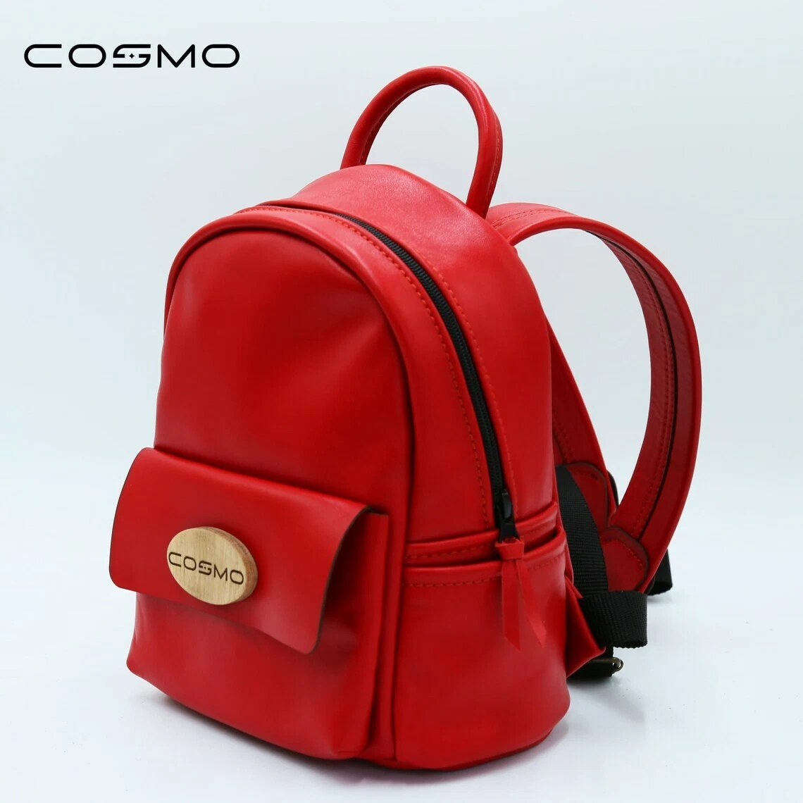 red designer backpack