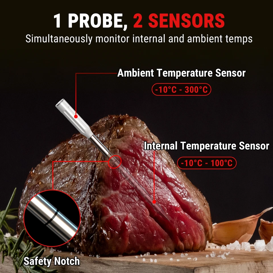 ThermoPro TempSpike Fleischthermometer Kabellos Grill Bluetooth IP67 TP961 - Bild 3 von 4