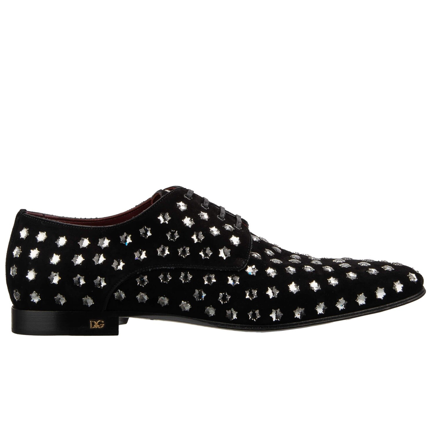 DOLCE & GABBANA DG Crystal Star Suede Leather Lace Derby Shoes POSITANO Black image 3