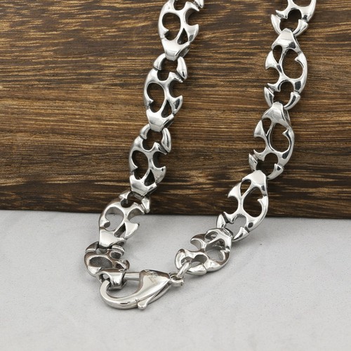 24 Inches/8.5 Inches Stainless steel Oxidized Style Necklace and bracelet/biker - Picture 6 of 8