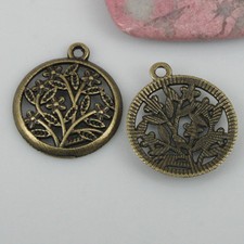 10pcs 22.7mm antiqued bronze color round flower charms EF0534