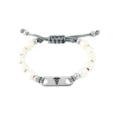 Diabetic Medical Bracelets Type 1 2 T2 T1 Alert ID White Pearls Ladies UK Purity