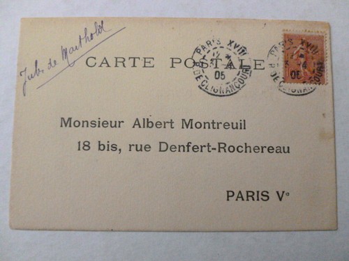3/ JULES DE MARTHOLD / Poème Autographe à Albert Montreuil 1905 - Foto 3 di 3