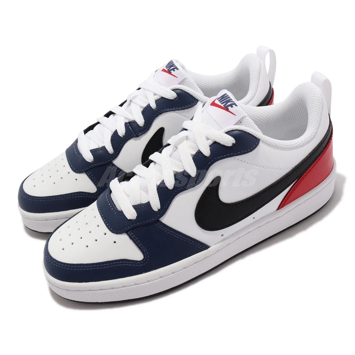 Nike Court Borough Low 2 BG White Black Blue Red Junior Kids Casual  DO7446-101