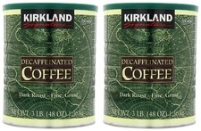 2 PACK Kirkland Signature Dark Rost Fine Grind Decaf Arabica Coffee, 48 Ounce