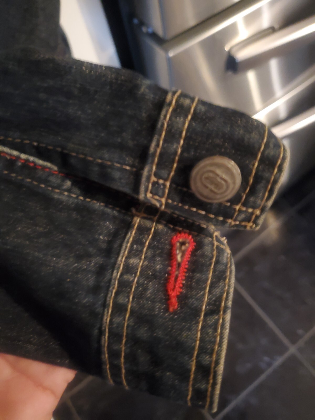 Echo red Denim Foundry Levi Jacket Size Medium - image 9