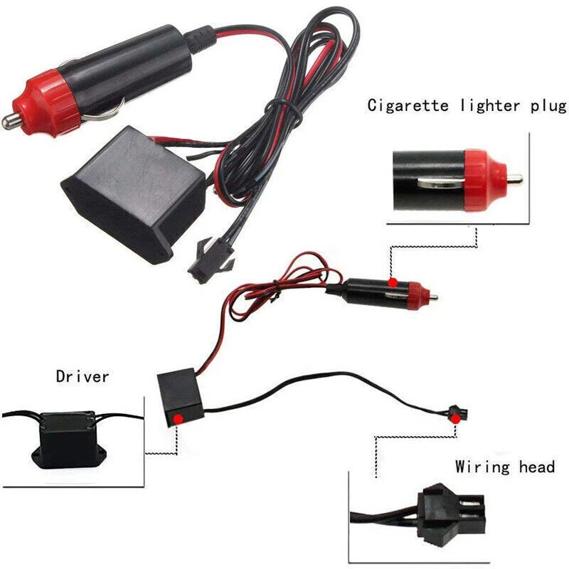 2m Car Blue LED Interior Decor Atmosphere Wire Strip Light Accessories+Cigarette - Image 3 of 4