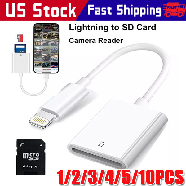 SD Card Adapter Camera Reader for iPad iPhone 6 6S 7 8 Plus 11 12 Pro Xs Max lot-image