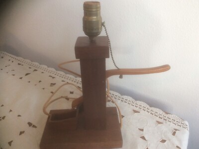 Vintage Wood Well Pump Electric Table Lamp LIGHT hand made  WORKS GREAT No Shade