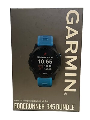 Garmin Forerunner 945 GPS Running Watch - Blue Bundle for