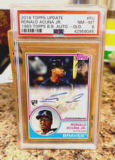 2018 Topps Update Ronald Acuna Jr RC AUTO GOLD  /50 ‘83 Design PSA 8 Mt ON CARD