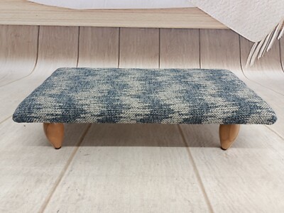 Footstool Handmade Ottoman Domkapa Low Pouf Tufted Blue Rectangular Foam