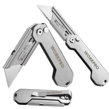 3-Pack Stainless Steel Folding Utility Knife Set Quick Change Blades Box Cutters