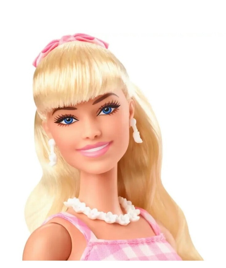 Barbie Movie Doll Pink Gingham Dress Collectible Doll Margot Robbie in